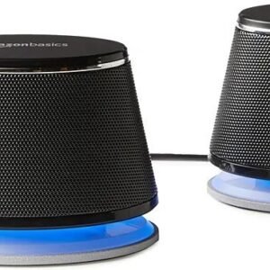 Amazon Basics - Altavoces para ordenador alimentados por USB con sonido dinámico, Paquete de 2, Negro - Oportunexa