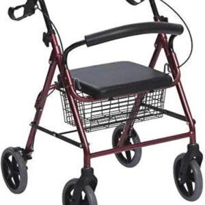 Andador de Aluminio Plegable Rojo 4 Ruedas - Andador Para Ancianos - Oportunexa