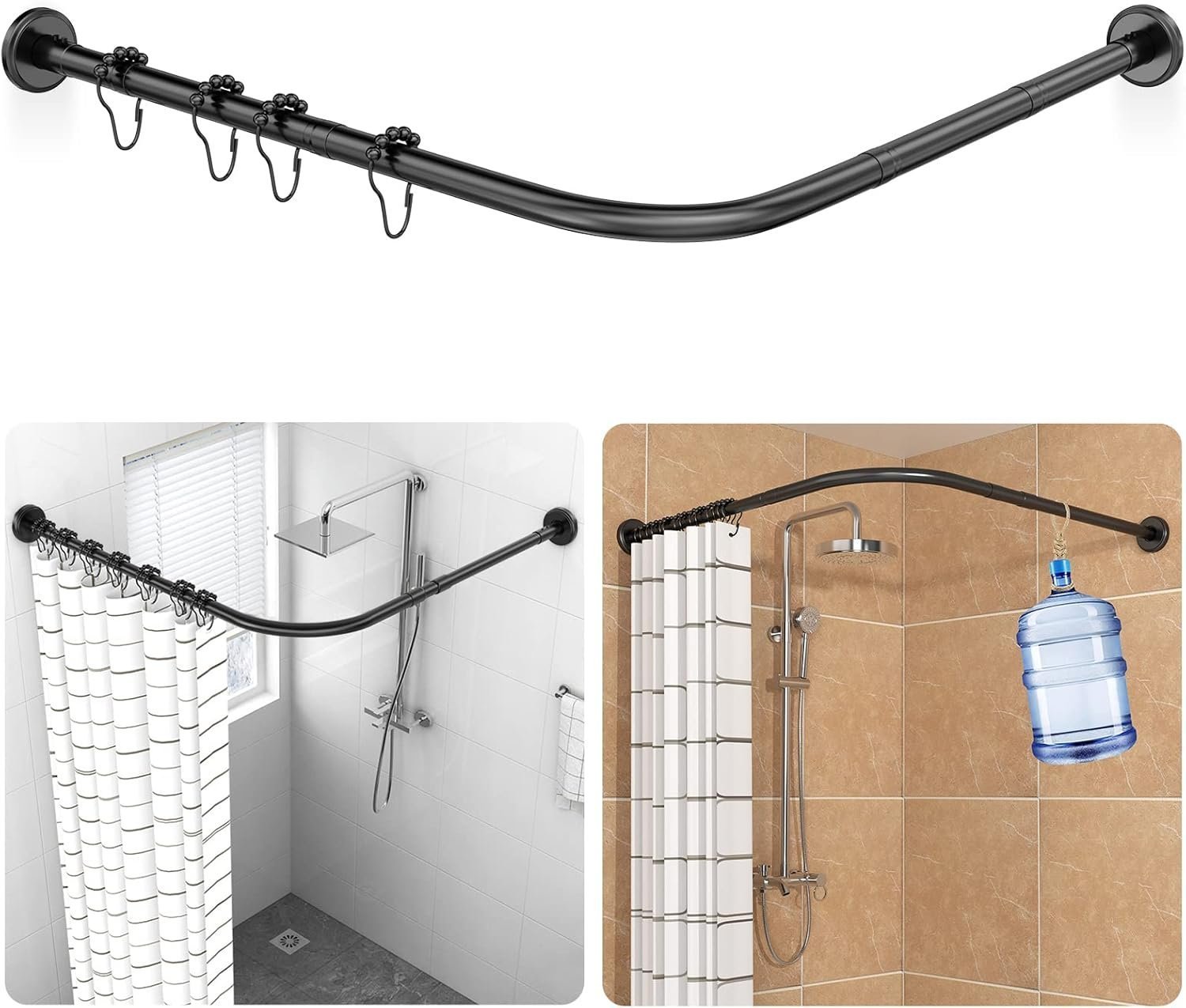 Barra de Cortina de Ducha Ajustable en Forma de L 70-100×110-170cm - Oportunexa