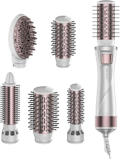 Cecotec Cepillo de Aire Bamba CeramicCare 5in1Gyro. 1000 W, 5 Cabezales intercambiables, Tecnología Iónica, 3 Temperaturas, 2 Velocidades - Oportunexa