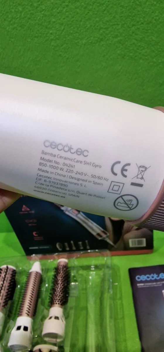 Cecotec Cepillo de Aire Bamba CeramicCare 5in1Gyro. 1000 W, 5 Cabezales intercambiables, Tecnología Iónica, 3 Temperaturas, 2 Velocidades - Oportunexa