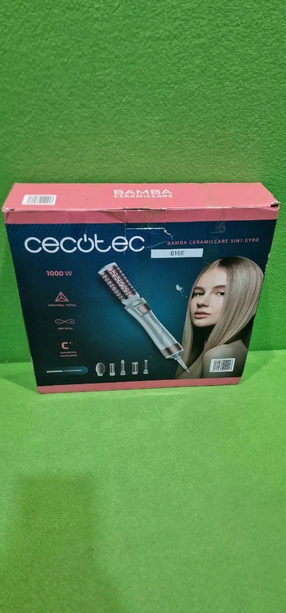 Cecotec Cepillo de Aire Bamba CeramicCare 5in1Gyro. 1000 W, 5 Cabezales intercambiables, Tecnología Iónica, 3 Temperaturas, 2 Velocidades - Oportunexa
