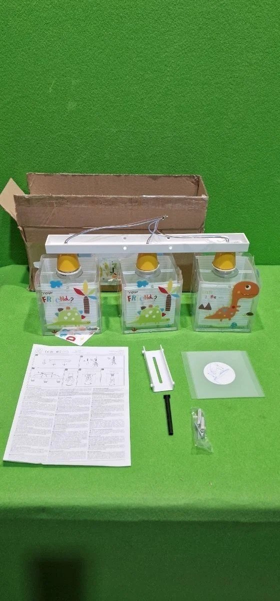 Dalber Lámpara infantil Plafón de techo 3 Luces Dinos Dinosaurios Multicolor - Oportunexa