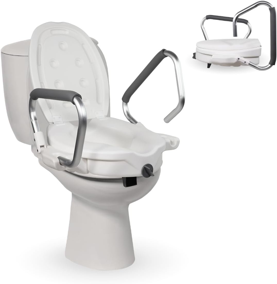 Elevador WC para Adultos, 17cm con reposabrazos abatibles y Acolchados - Oportunexa