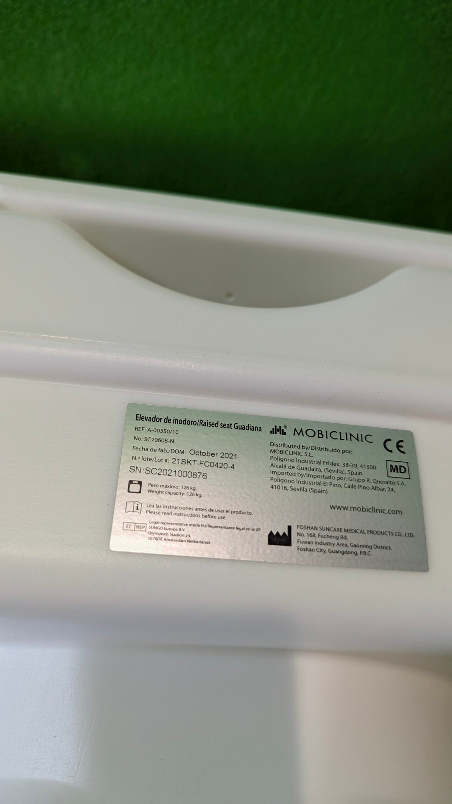 Elevador WC para Adultos, 17cm con reposabrazos abatibles y Acolchados - Oportunexa