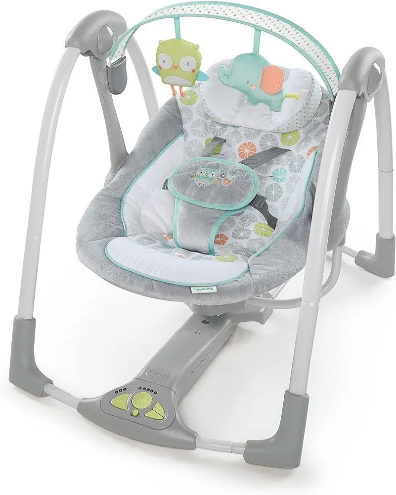 Ingenuity, Columpio Compacto Plegable Hugs & Hoots - Oportunexa