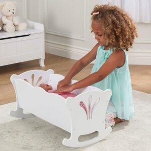 KidKraft- Cuna de madera de juguete con ropa de cama rosa - Oportunexa