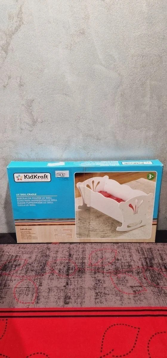 KidKraft- Cuna de madera de juguete con ropa de cama rosa - Oportunexa