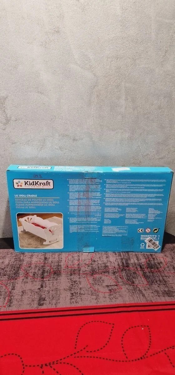 KidKraft- Cuna de madera de juguete con ropa de cama rosa - Oportunexa