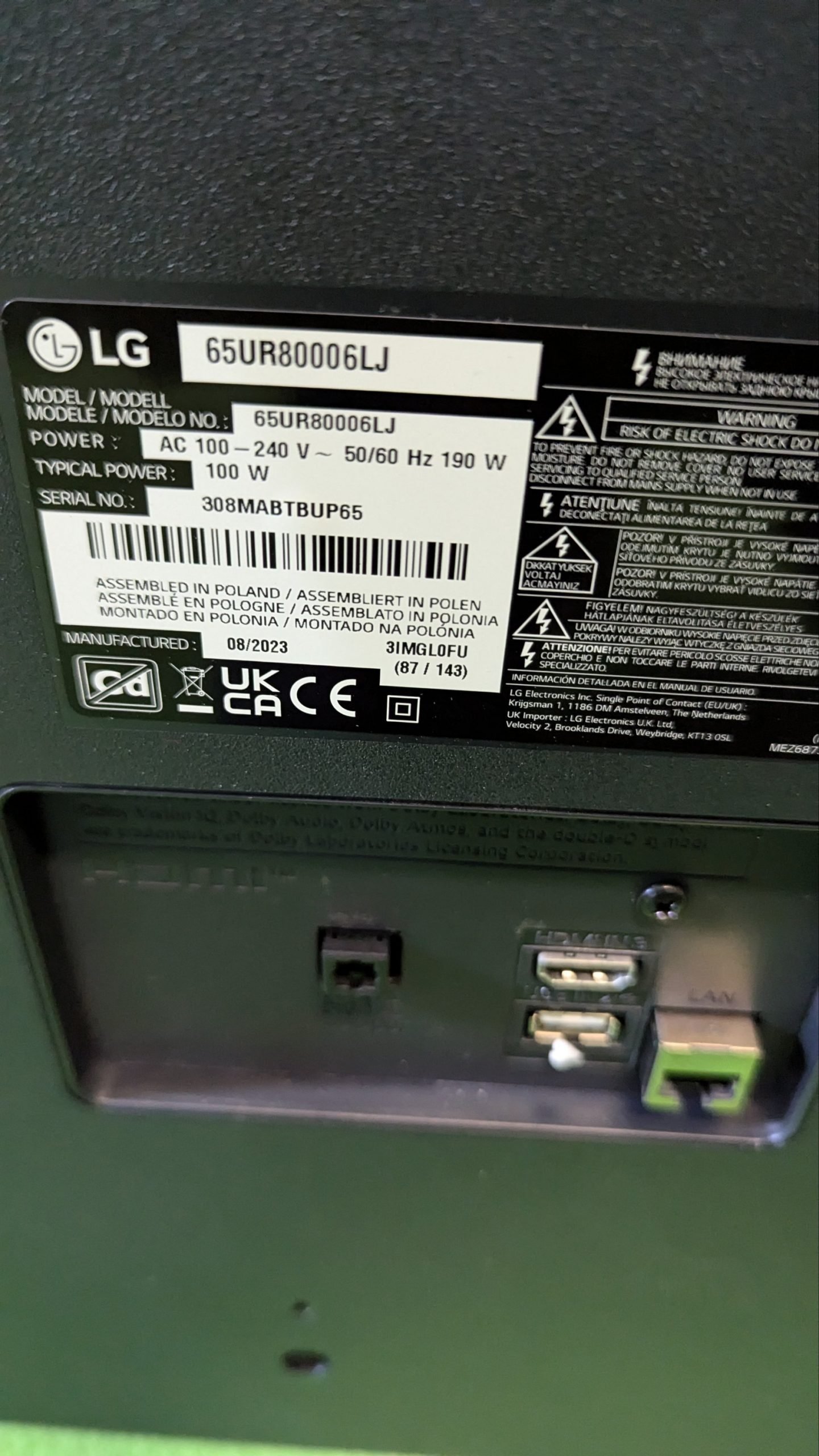 LG 65UR80006LJ 65" Smart TV - para repuestos o reparación - Oportunexa