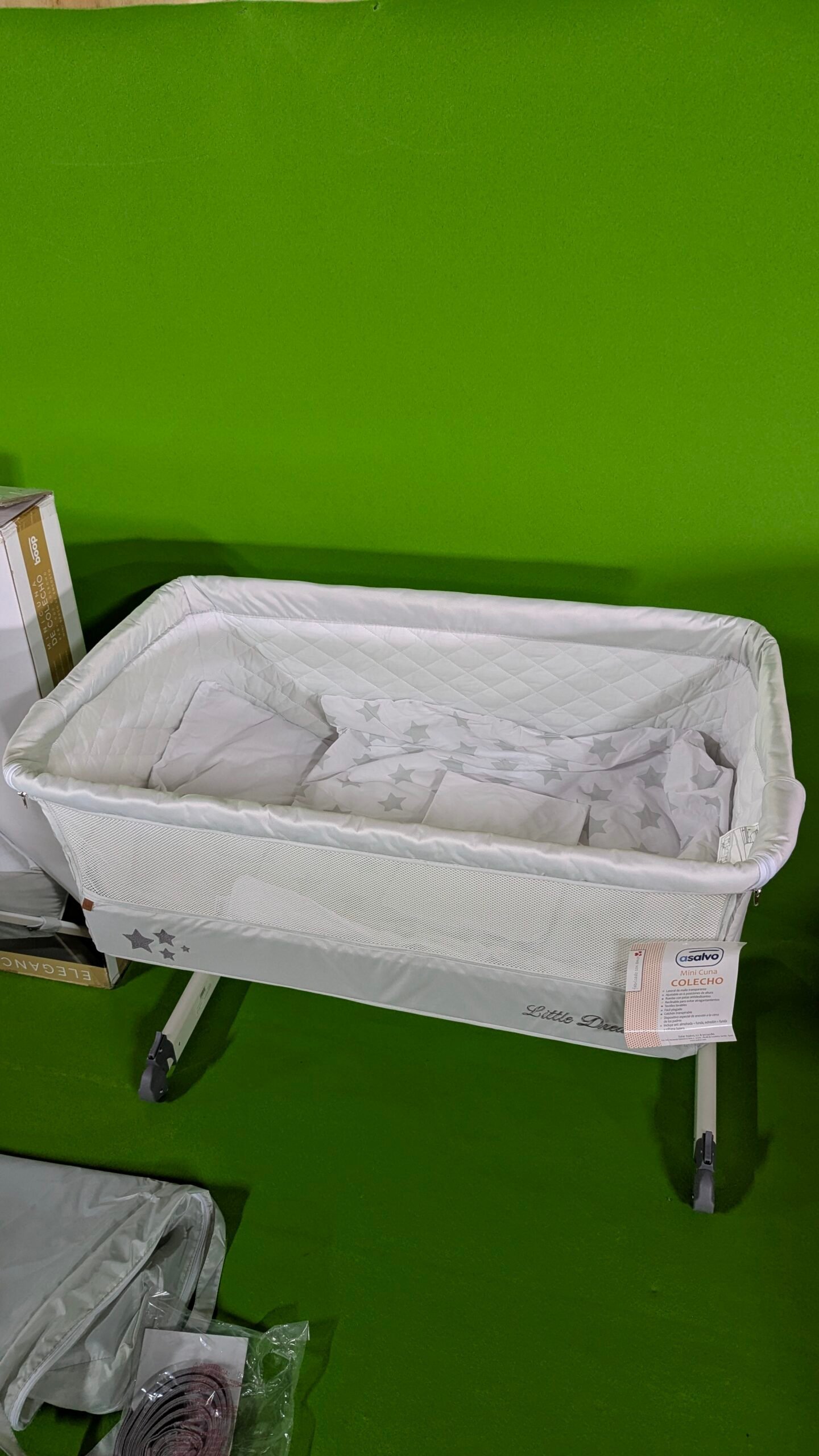 Minicuna colecho Asalvo 0 meses Beige + Edredon y Textil - Oportunexa