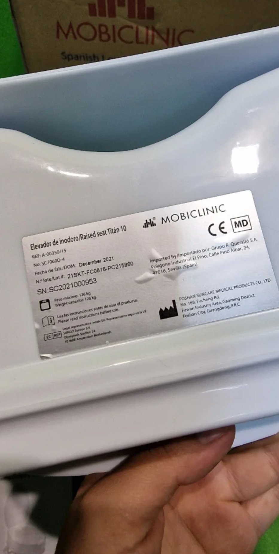 Mobiclinic®, Elevador WC para adulto, Con tapa, 10 cm - Oportunexa