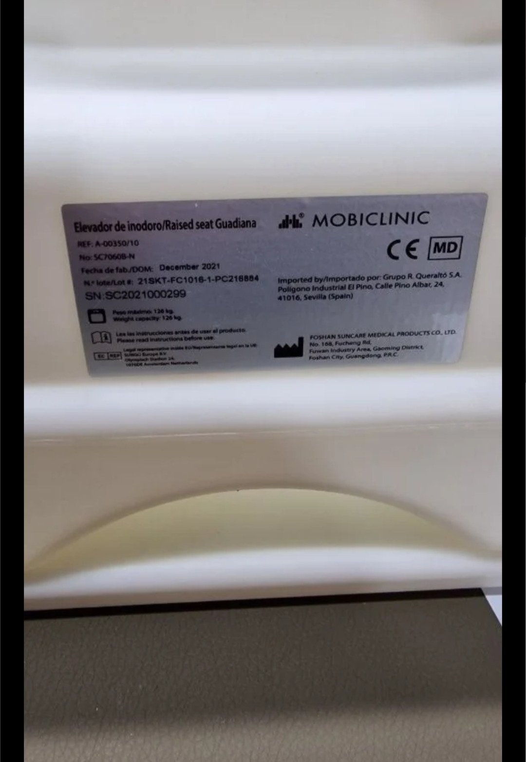 Mobiclinic, Elevador WC para adultos con reposabrazos, Guadiana - Oportunexa