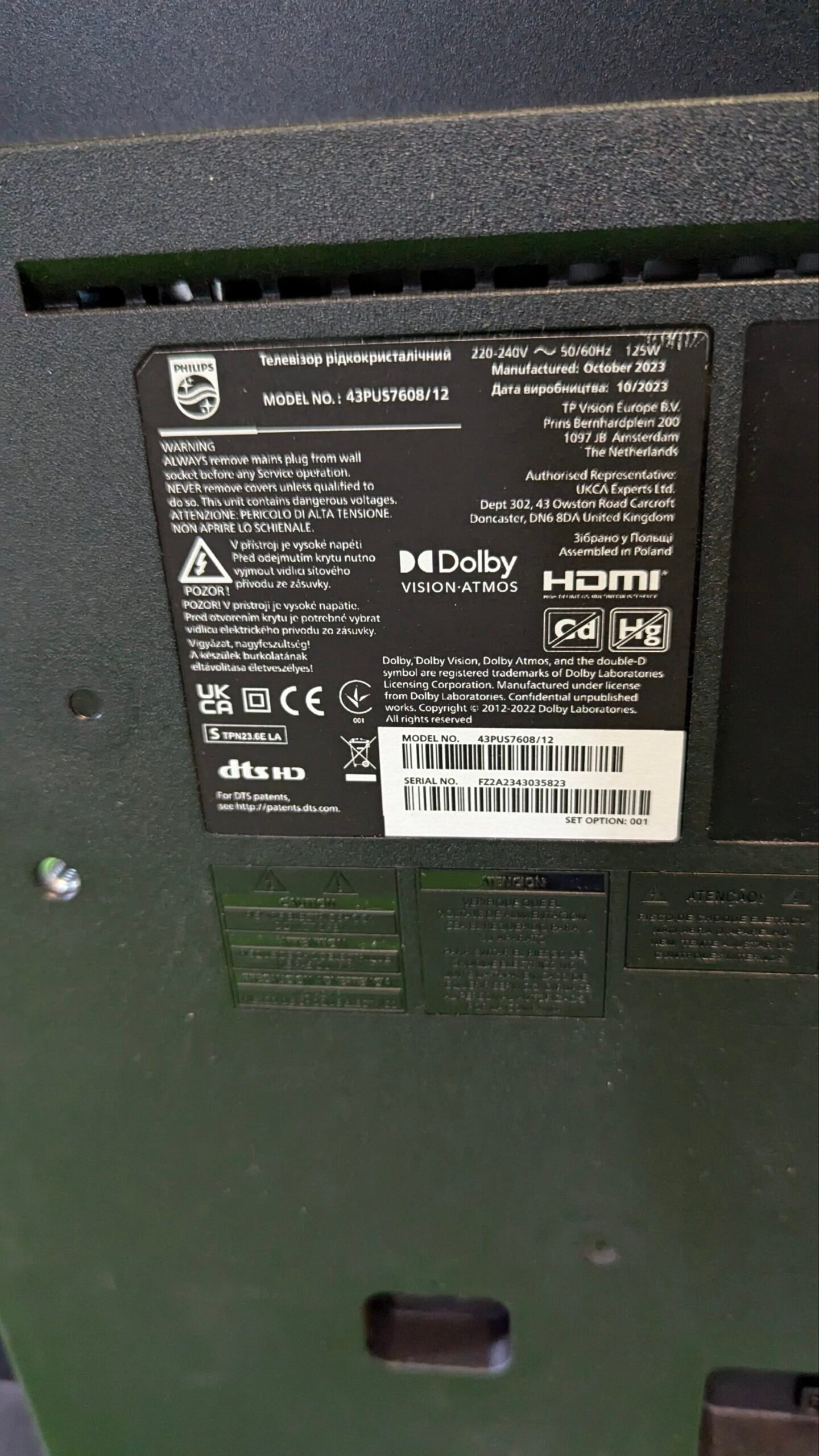 Philips Smart 4K TV|PUS7608 43 Pulgadas - para repuestos o reparación - Oportunexa