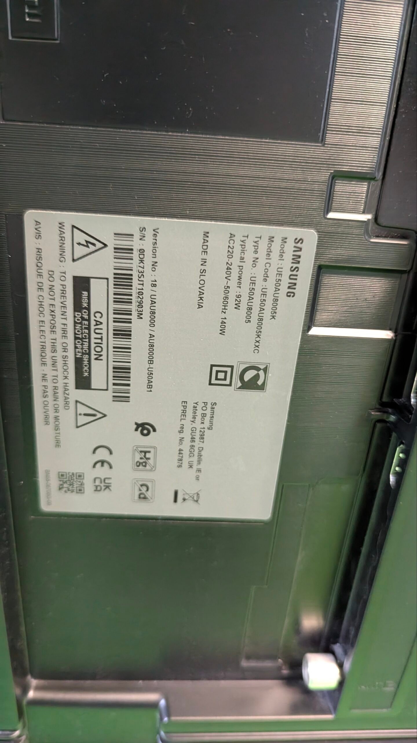 Samsung 4K UHD 2021 50AU8005- Smart TV de 50" - para repuestos o reparación - Oportunexa